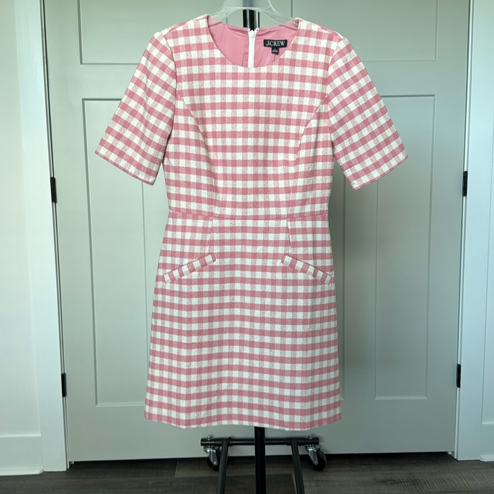 “J. CREW” Gingham Terry Tweed Lady Day Dress - Picture 5 of 7